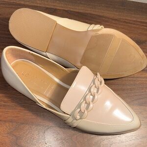 Lauren Conrad Cream Loafers with Chain Detail